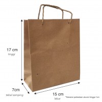 Paperbag Tas Kertas Kraft Coklat 15x17x7cm kraft coklat 125gsm polos