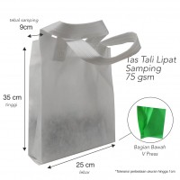 Tas Spunbond Goodie Bag Handle Lipat Samping 75 gsm 25x35x8