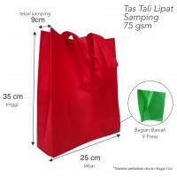 Tas Spunbond Goodie Bag Handle Lipat Samping 75 gsm 25x35x8