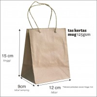 tas kertas mug 12x15x9cm kraft coklat 125gsm