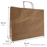 Paperbag Tas Kertas Kraft Coklat 30x23x7 cm kraft coklat 125gsm polos