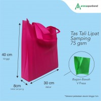 Tas Spunbond Press Bawah Lipat Samping dengan Tali Bahan Non Woven Spunbond 75gsm