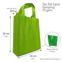 Tas Spunbond Press Bawah Lipat Samping dengan Tali Bahan Non Woven Spunbond 75gsm