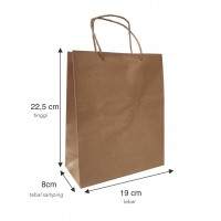 Paperbag Tas Kertas Kraft Coklat 19x22,5x8cm kraft coklat 125gsm polos