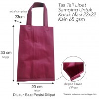 Tas Kotak Nasi Ukuran Tas 23x33x23 65gsm Tas Spunbond Press Bawah Lipat Samping Dengan Tali Untuk Tas Kotak Nasi