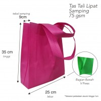 Tas Spunbond Goodie Bag Handle Lipat Samping 75 gsm 25x35x8