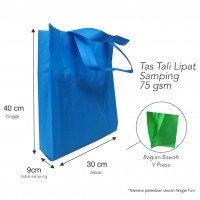 Tas Spunbond Press Bawah Lipat Samping dengan Tali Bahan Non Woven Spunbond 75gsm