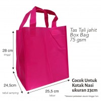 Goodie Bag Tas Spunbond Model Box Bag Jahit Dengan Tali 25,5x28x24,5