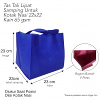 Tas Kotak Nasi Ukuran Tas 23x33x23 65gsm Tas Spunbond Press Bawah Lipat Samping Dengan Tali Untuk Tas Kotak Nasi