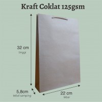 Paperbag Tas Kertas Kraft Coklat 22x32x5,8cm kraft coklat 125gsm polos