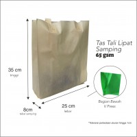 tas spunbond press bawah lipat samping 65 gsm 25x35x8cm