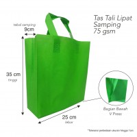 Tas Spunbond Press Bawah Lipat Samping dengan Tali Bahan Non Woven Spunbond 75gsm