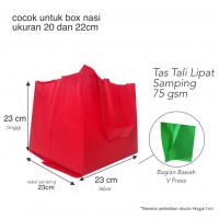 Tas Kotak Nasi Ukuran Tas 23x33x23 65gsm Tas Spunbond Press Bawah Lipat Samping Dengan Tali Untuk Tas Kotak Nasi