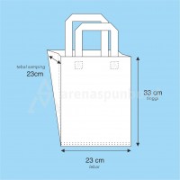Tas Kotak Nasi Ukuran Tas 23x33x23 65gsm Tas Spunbond Press Bawah Lipat Samping Dengan Tali Untuk Tas Kotak Nasi