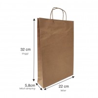 Paperbag Tas Kertas Kraft Coklat 22x32x5,8cm kraft coklat 125gsm polos