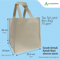 Goodie Bag Tas Spunbond Model Box Bag Jahit Dengan Tali 25,5x28x24,5