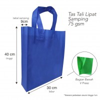 Tas Spunbond Press Bawah Lipat Samping dengan Tali Bahan Non Woven Spunbond 75gsm