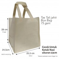 Goodie Bag Tas Spunbond Model Box Bag Jahit Dengan Tali 25,5x28x24,5