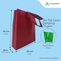 Tas Spunbond Press Bawah Lipat Samping dengan Tali Bahan Non Woven Spunbond 75gsm